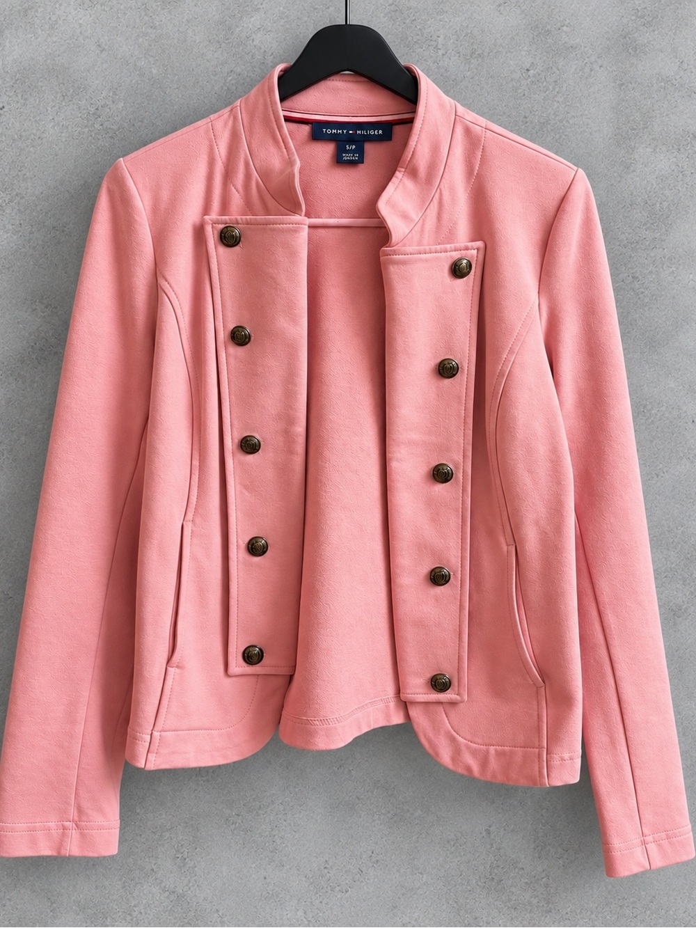 Tommy Hilfiger Women’s Small Pink Military Jacket Gold Crest Buttons